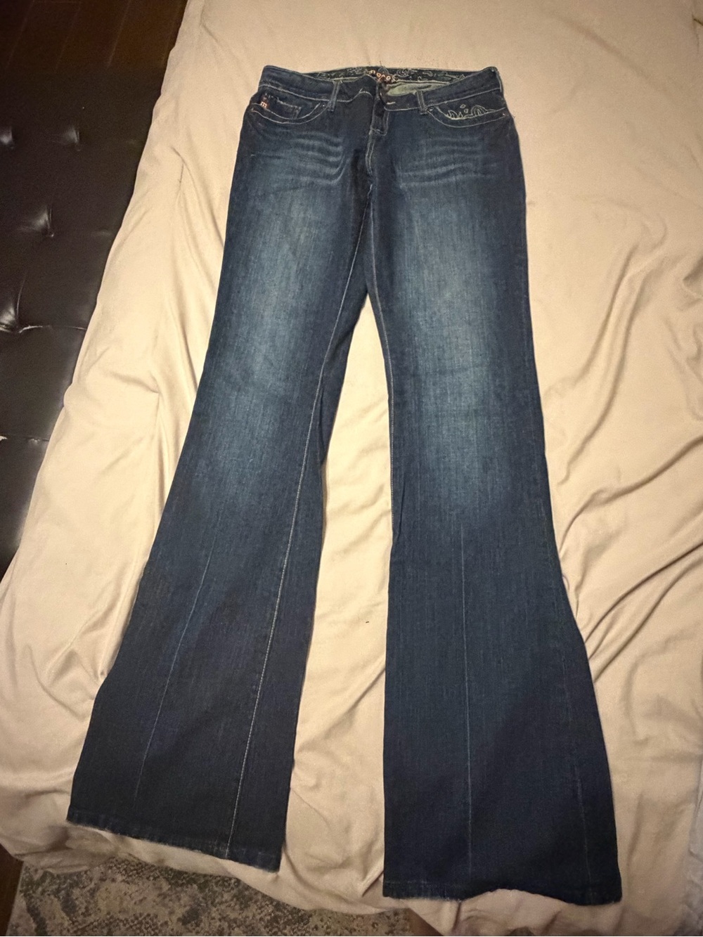 Moto - Women's Dark Blue Flare Jeans - Stretch Wide Leg